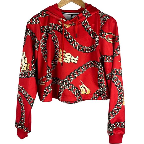 Nike Sportswear Icon Clash Womens Cropped Hoodie Loose Fit‎ Red Chain Size Small - Picture 6 of 10